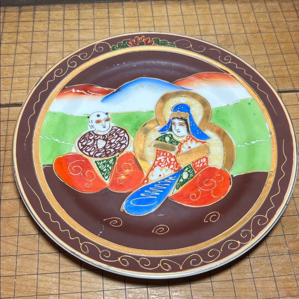 6 Japan Moriage Plates 7 5/8”D Immortals Kannan Goddess of Compassion - Picture 14 of 17
